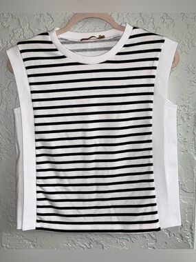 Belldini Striped Sleeveless Knit Top - Black and White
